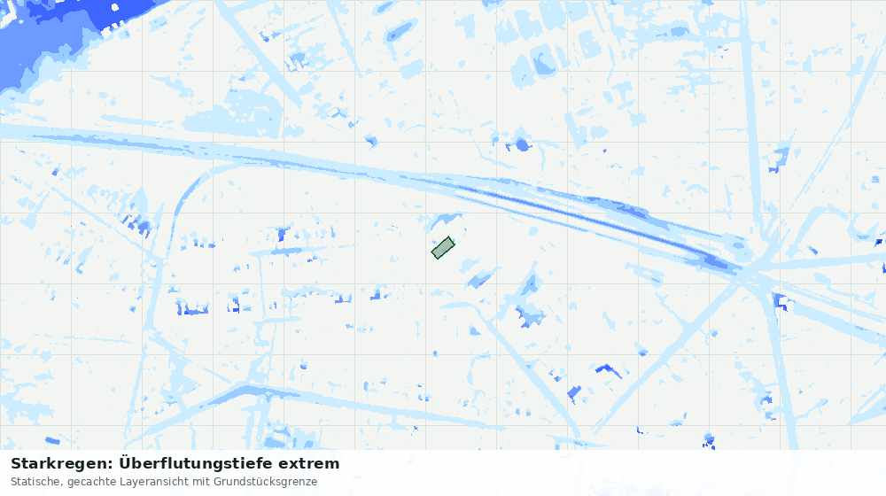 Statische Kartenansicht: Starkregen: Überflutungstiefe extrem