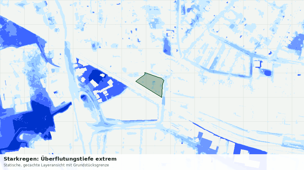 Statische Kartenansicht: Starkregen: Überflutungstiefe extrem