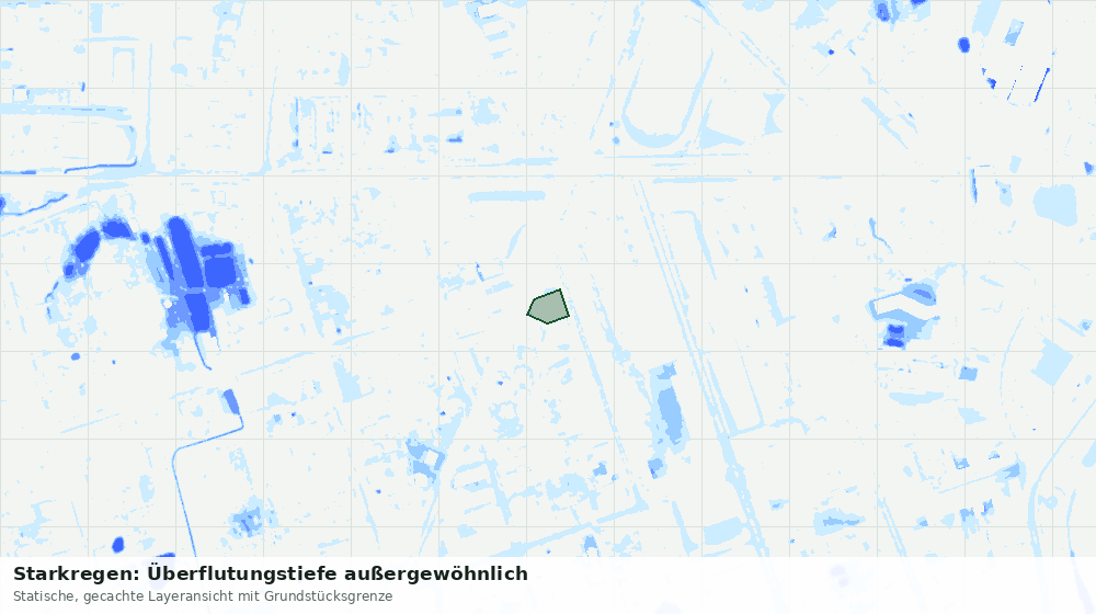 Statische Kartenansicht: Starkregen: Überflutungstiefe außergewöhnlich