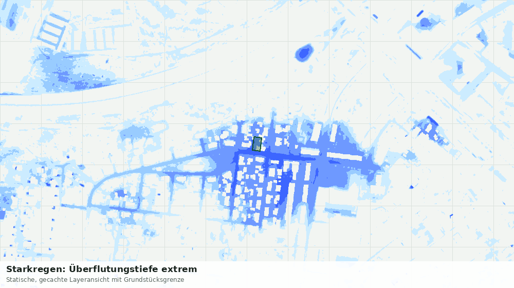 Statische Kartenansicht: Starkregen: Überflutungstiefe extrem