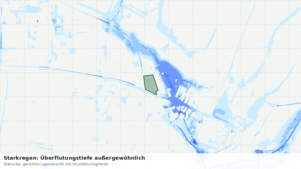 Statische Kartenansicht: Starkregen: Überflutungstiefe außergewöhnlich