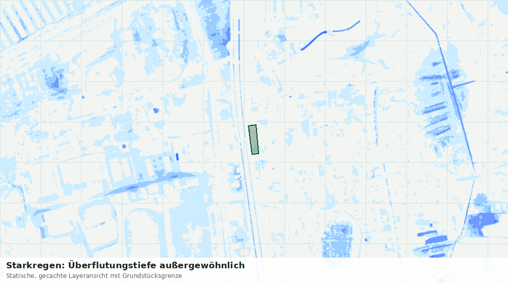 Statische Kartenansicht: Starkregen: Überflutungstiefe außergewöhnlich