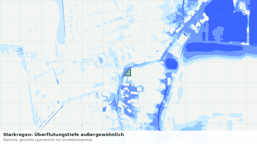 Statische Kartenansicht: Starkregen: Überflutungstiefe außergewöhnlich