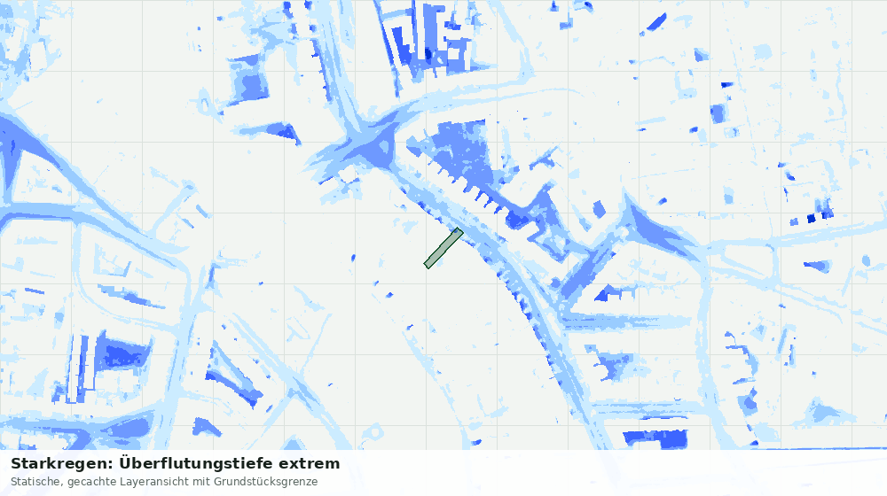 Statische Kartenansicht: Starkregen: Überflutungstiefe extrem