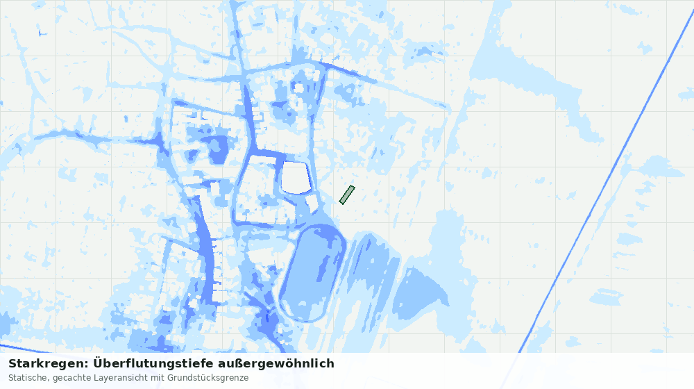 Statische Kartenansicht: Starkregen: Überflutungstiefe außergewöhnlich