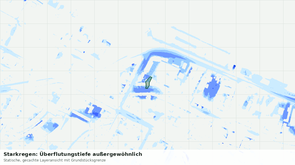 Statische Kartenansicht: Starkregen: Überflutungstiefe außergewöhnlich