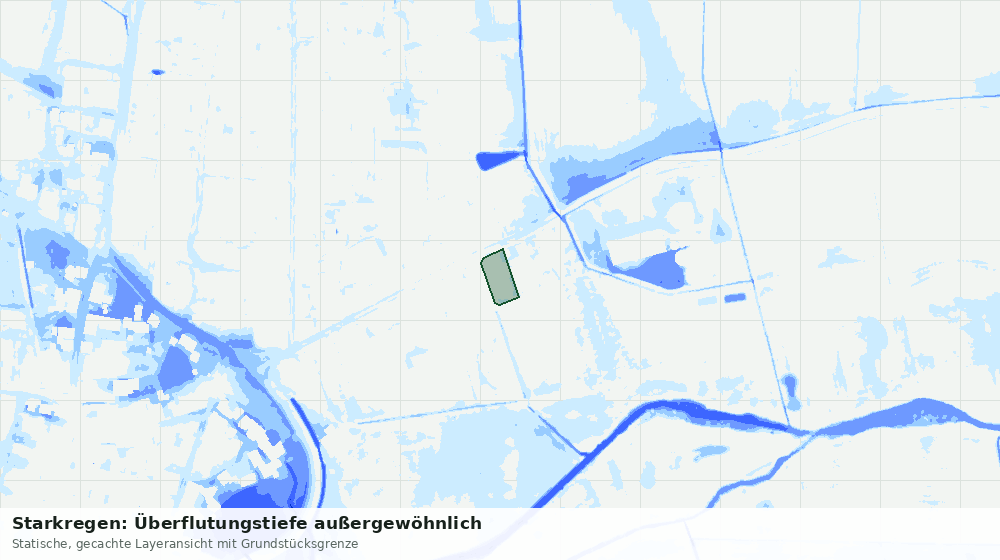 Statische Kartenansicht: Starkregen: Überflutungstiefe außergewöhnlich