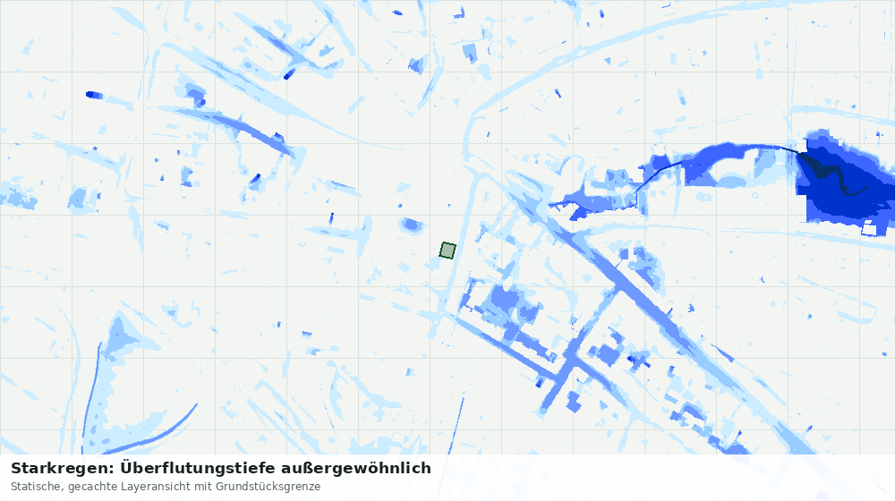 Statische Kartenansicht: Starkregen: Überflutungstiefe außergewöhnlich