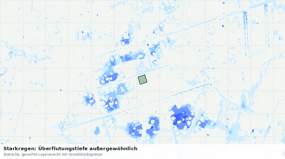 Statische Kartenansicht: Starkregen: Überflutungstiefe außergewöhnlich