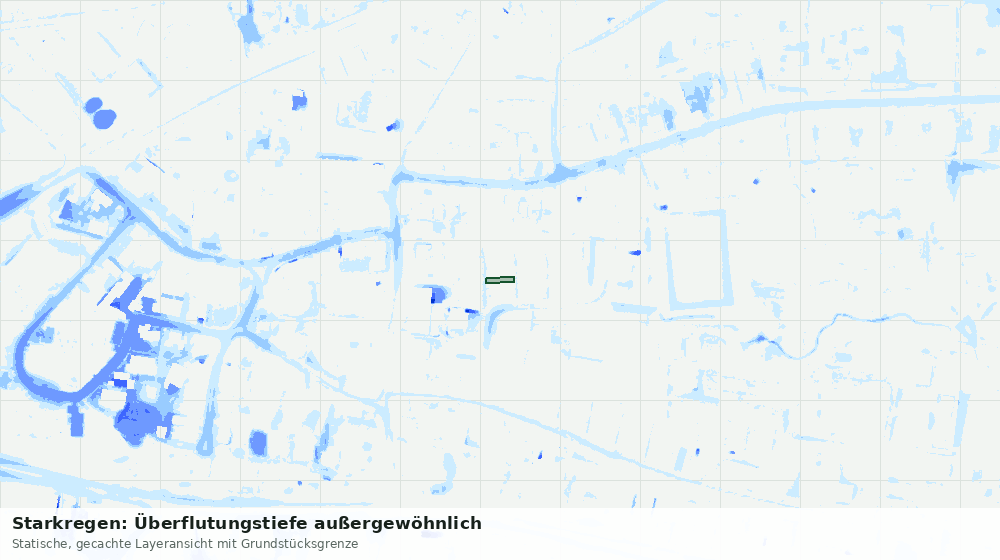 Statische Kartenansicht: Starkregen: Überflutungstiefe außergewöhnlich