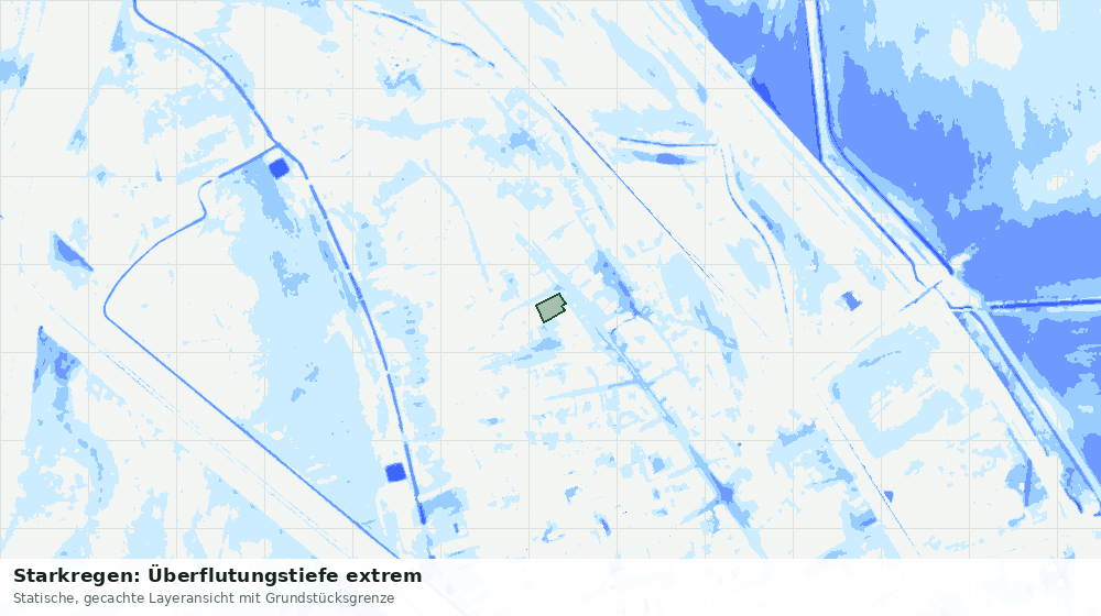 Statische Kartenansicht: Starkregen: Überflutungstiefe extrem