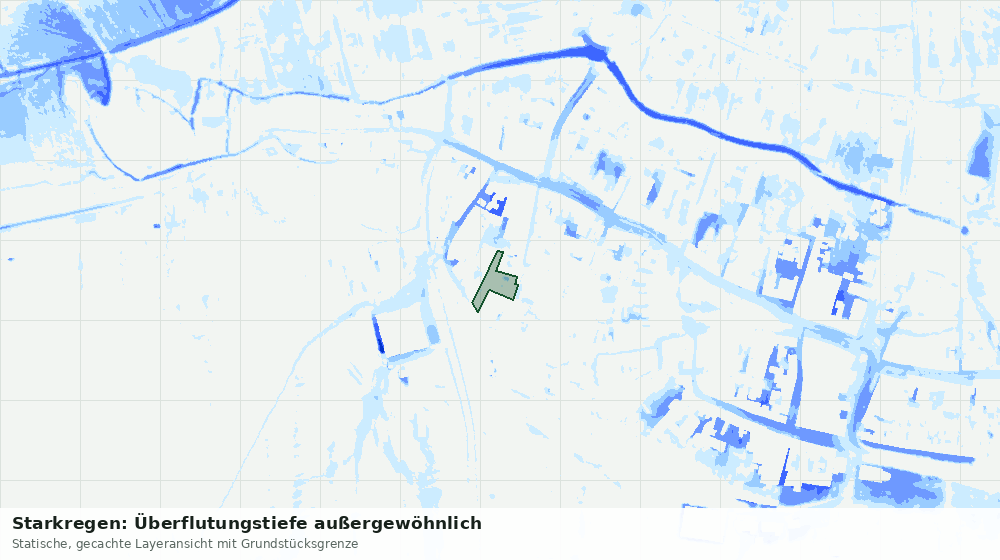 Statische Kartenansicht: Starkregen: Überflutungstiefe außergewöhnlich