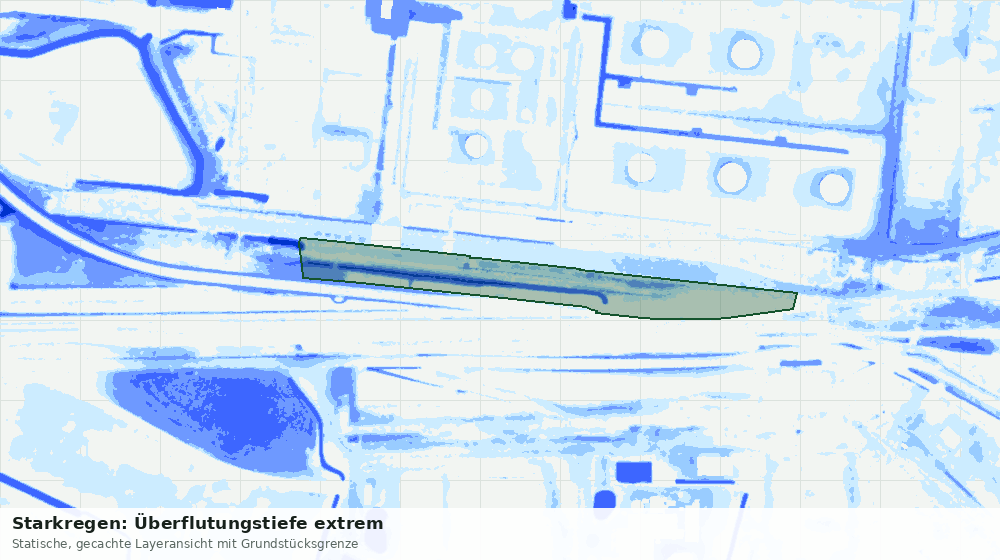 Statische Kartenansicht: Starkregen: Überflutungstiefe extrem