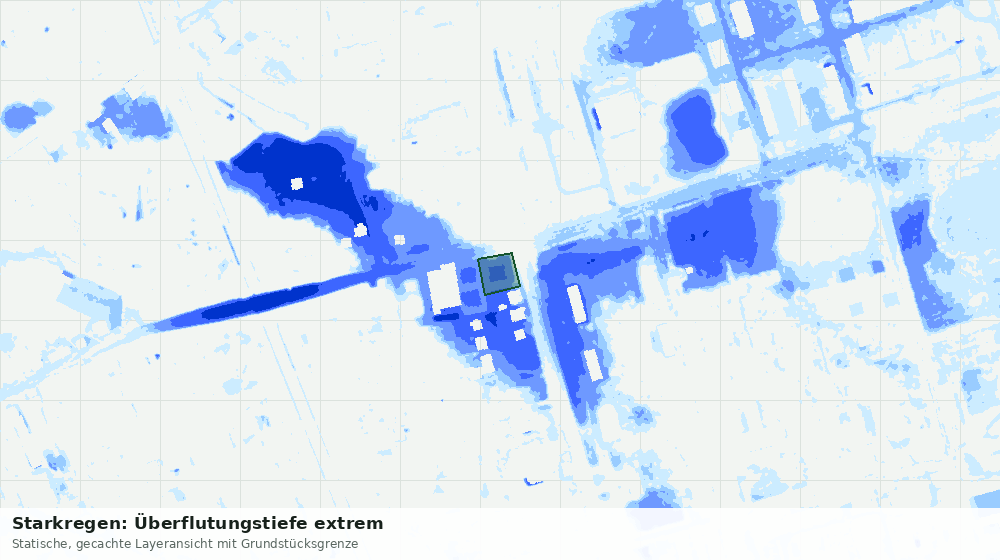 Statische Kartenansicht: Starkregen: Überflutungstiefe extrem