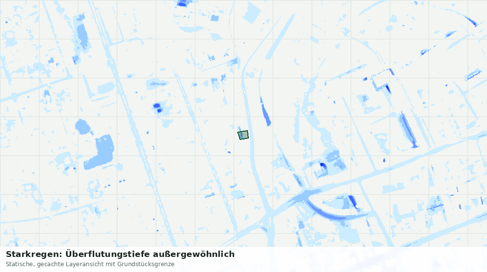 Statische Kartenansicht: Starkregen: Überflutungstiefe außergewöhnlich