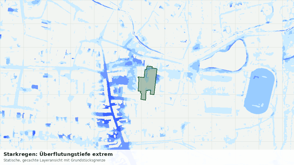 Statische Kartenansicht: Starkregen: Überflutungstiefe extrem