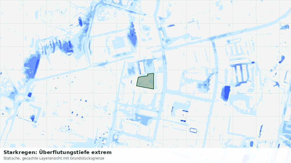 Statische Kartenansicht: Starkregen: Überflutungstiefe extrem