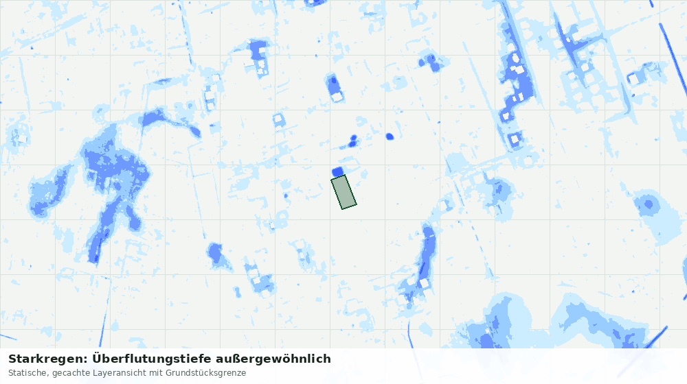 Statische Kartenansicht: Starkregen: Überflutungstiefe außergewöhnlich