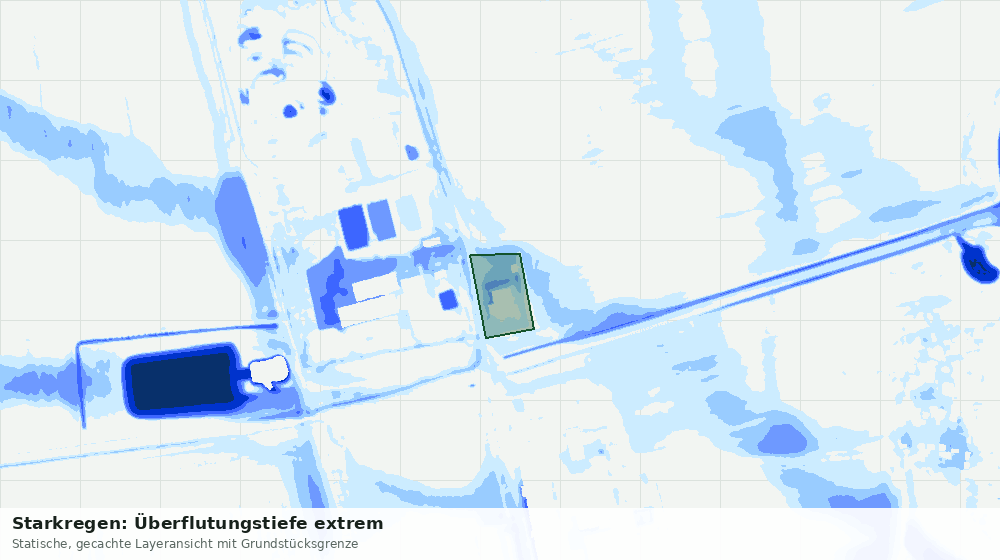 Statische Kartenansicht: Starkregen: Überflutungstiefe extrem