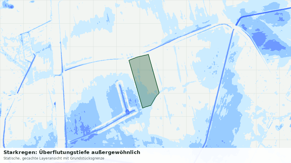 Statische Kartenansicht: Starkregen: Überflutungstiefe außergewöhnlich