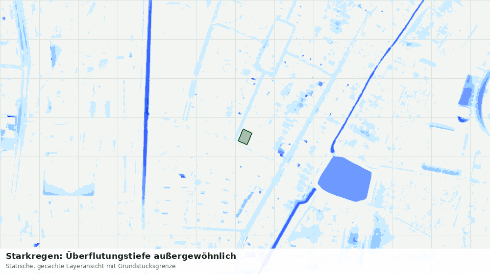 Statische Kartenansicht: Starkregen: Überflutungstiefe außergewöhnlich