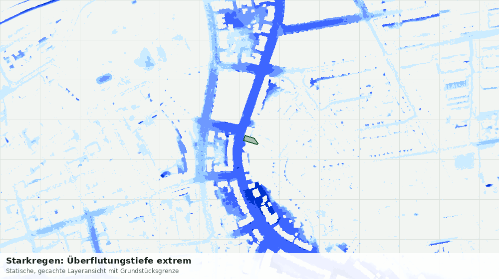 Statische Kartenansicht: Starkregen: Überflutungstiefe extrem