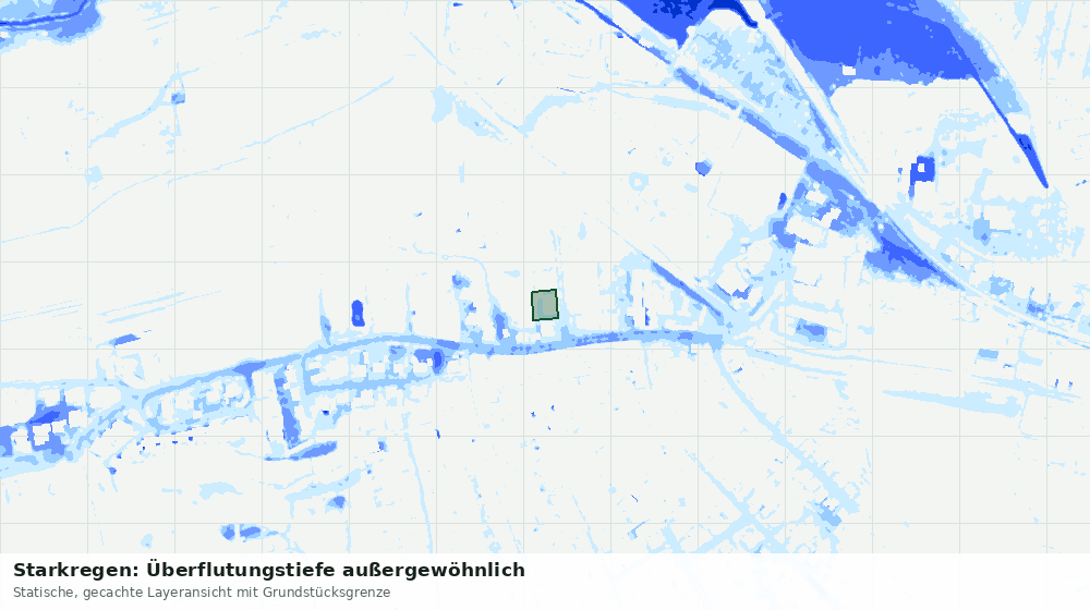 Statische Kartenansicht: Starkregen: Überflutungstiefe außergewöhnlich