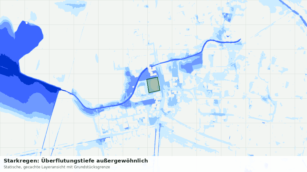 Statische Kartenansicht: Starkregen: Überflutungstiefe außergewöhnlich