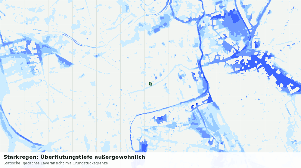 Statische Kartenansicht: Starkregen: Überflutungstiefe außergewöhnlich