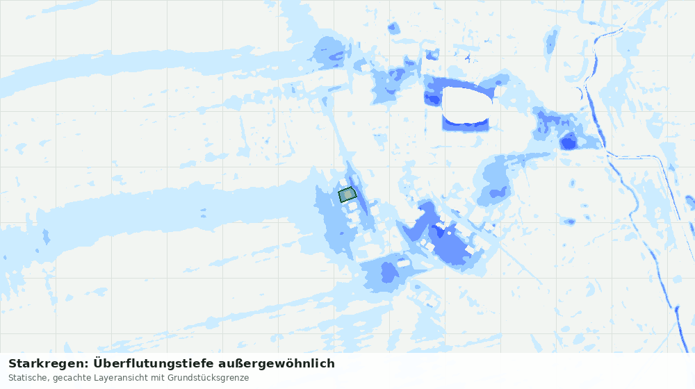 Statische Kartenansicht: Starkregen: Überflutungstiefe außergewöhnlich