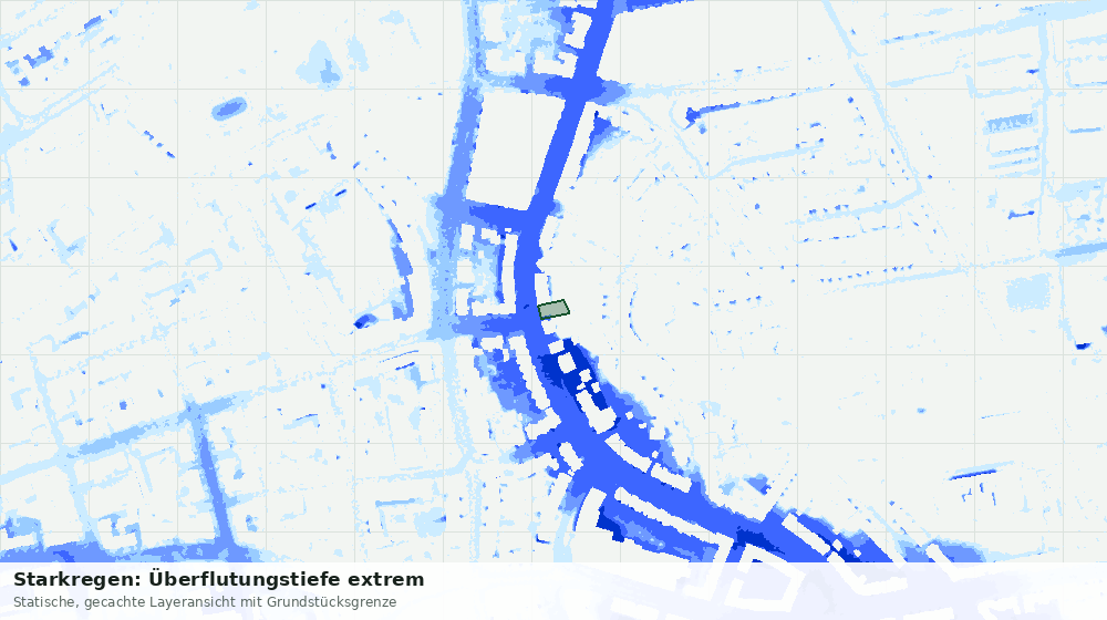 Statische Kartenansicht: Starkregen: Überflutungstiefe extrem