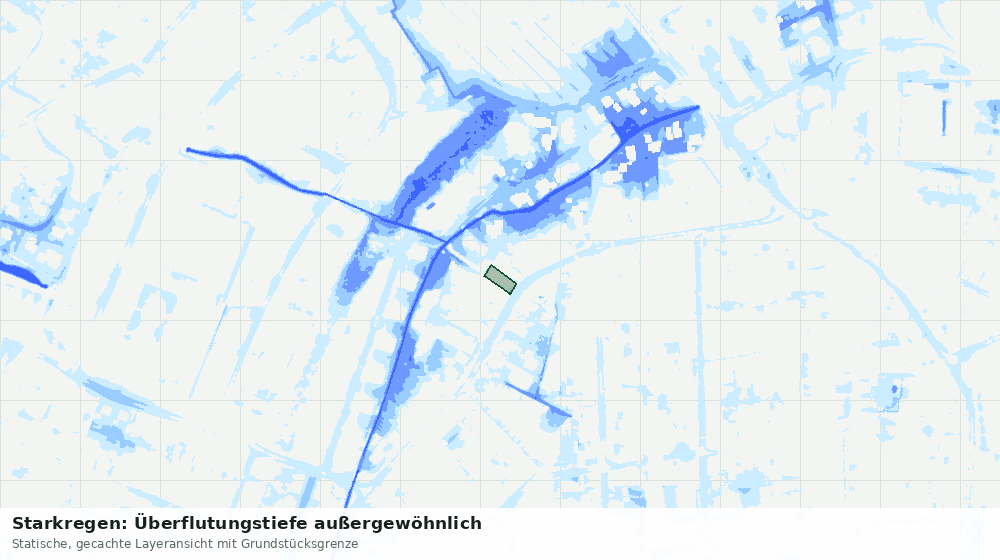Statische Kartenansicht: Starkregen: Überflutungstiefe außergewöhnlich