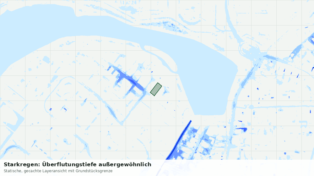 Statische Kartenansicht: Starkregen: Überflutungstiefe außergewöhnlich
