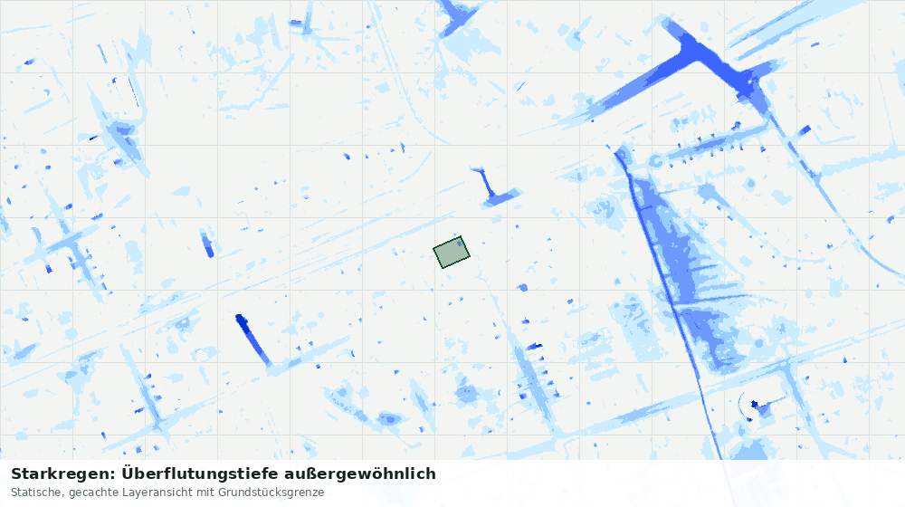 Statische Kartenansicht: Starkregen: Überflutungstiefe außergewöhnlich