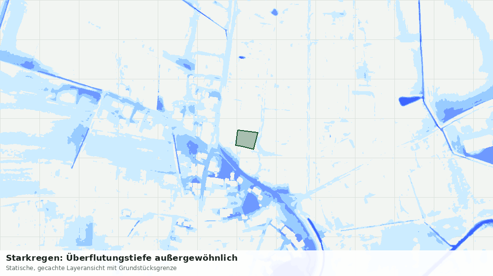 Statische Kartenansicht: Starkregen: Überflutungstiefe außergewöhnlich