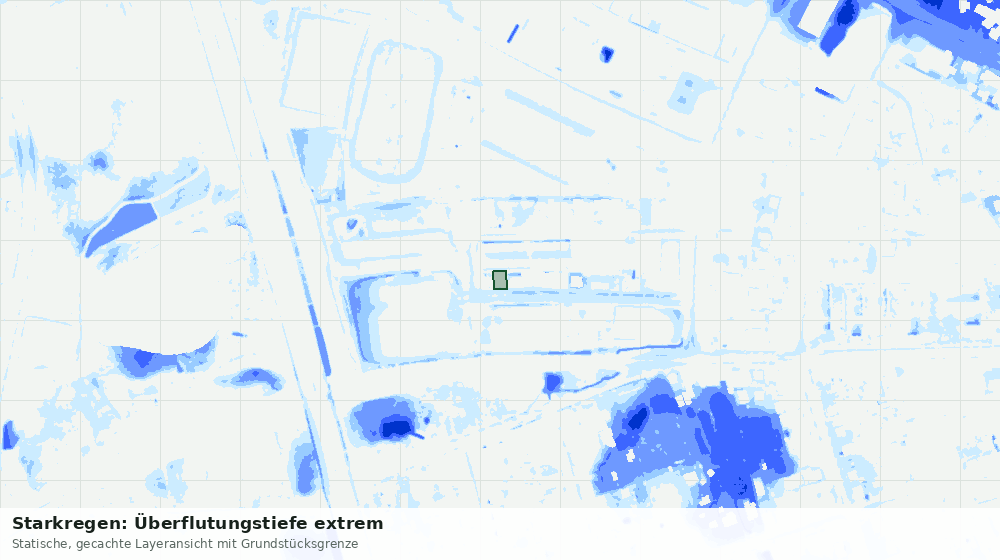 Statische Kartenansicht: Starkregen: Überflutungstiefe extrem