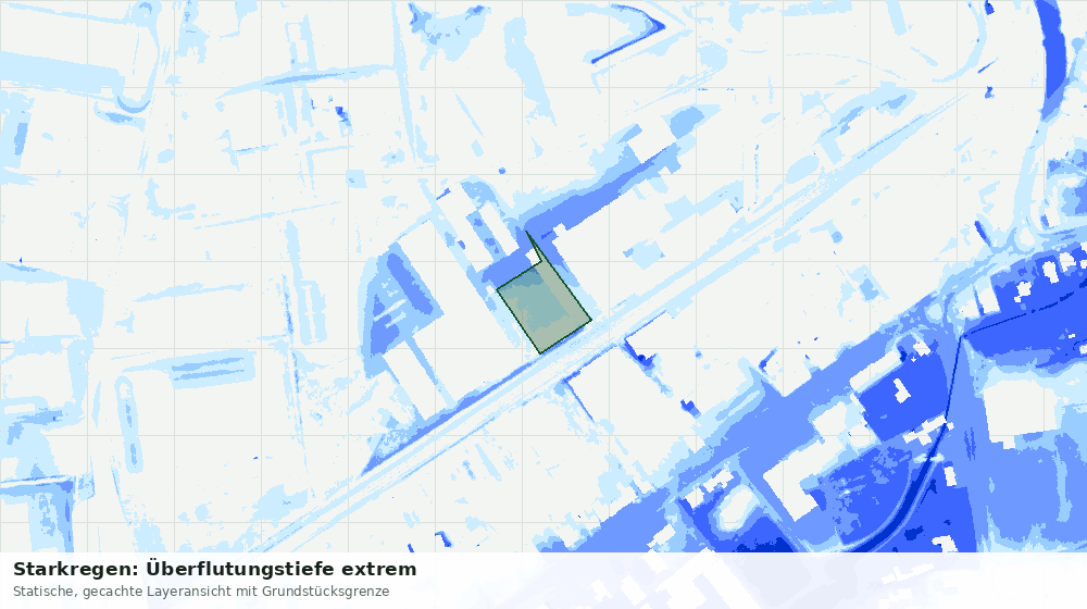 Statische Kartenansicht: Starkregen: Überflutungstiefe extrem