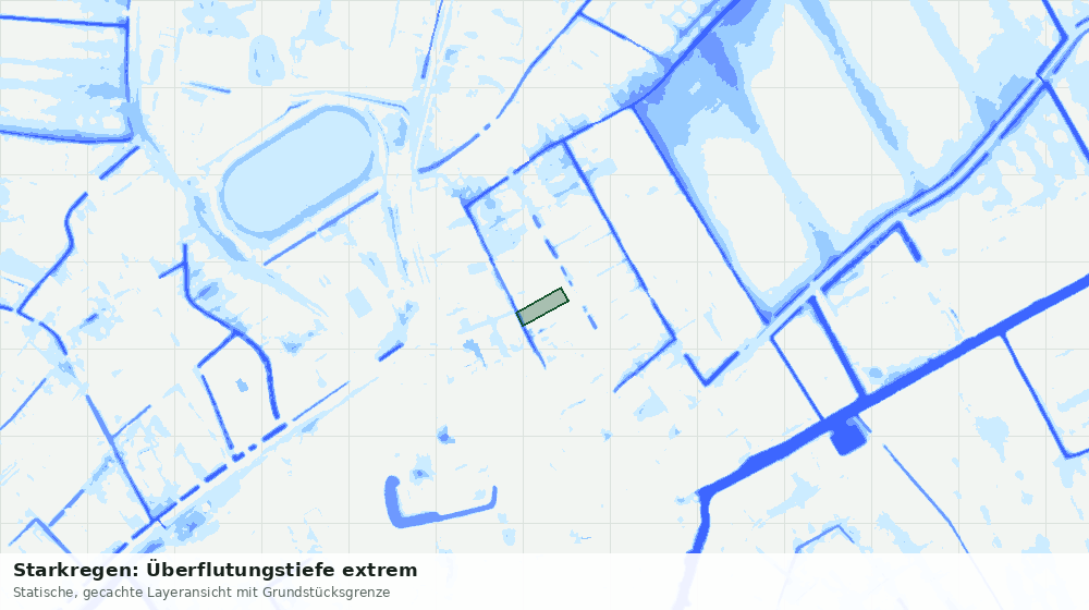 Statische Kartenansicht: Starkregen: Überflutungstiefe extrem