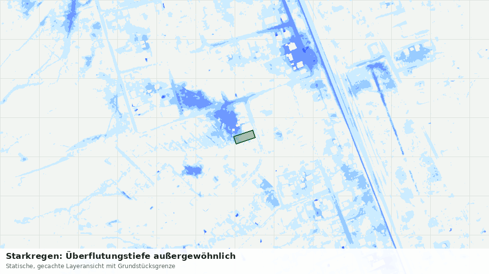 Statische Kartenansicht: Starkregen: Überflutungstiefe außergewöhnlich
