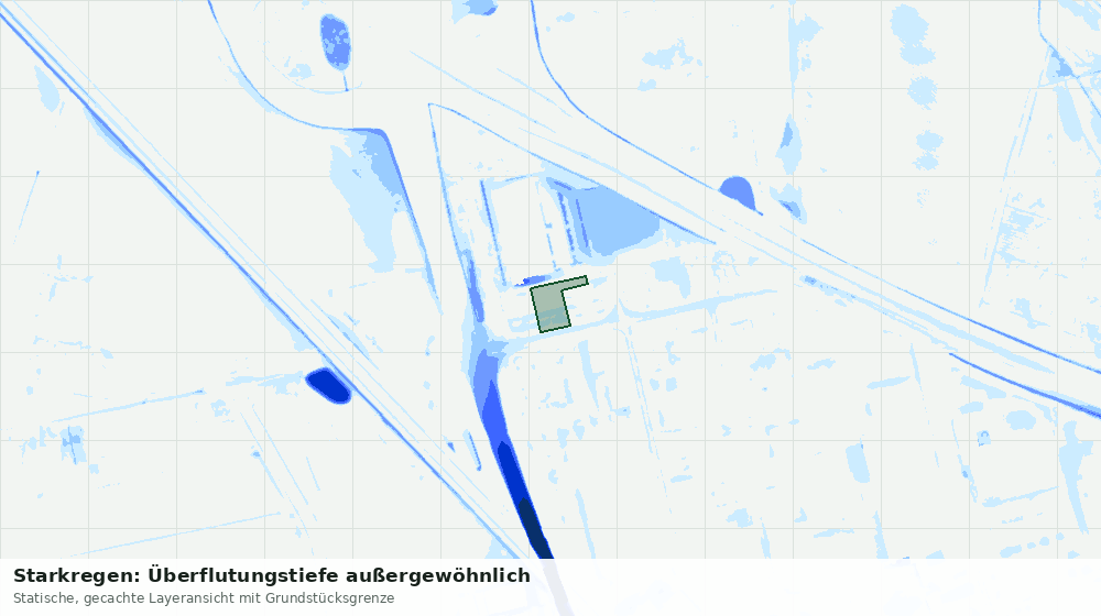 Statische Kartenansicht: Starkregen: Überflutungstiefe außergewöhnlich