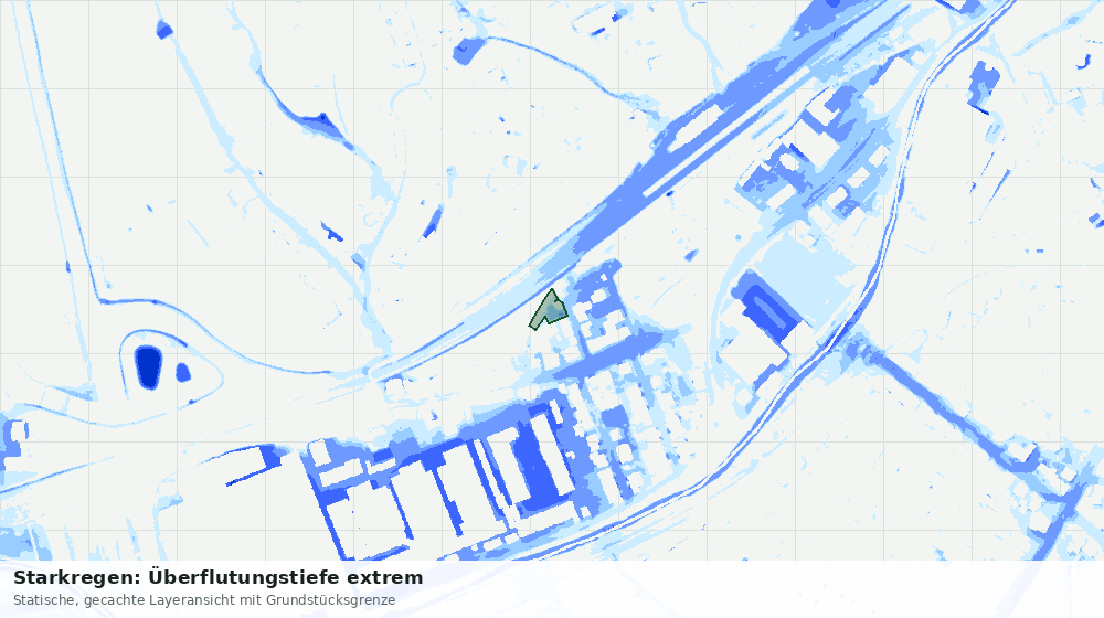 Statische Kartenansicht: Starkregen: Überflutungstiefe extrem