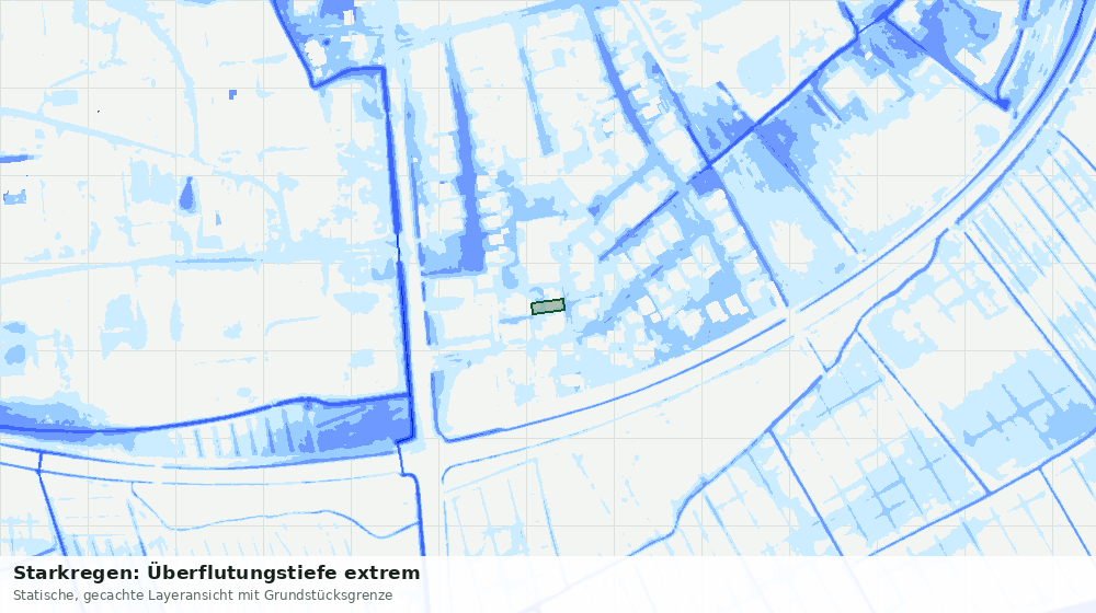 Statische Kartenansicht: Starkregen: Überflutungstiefe extrem