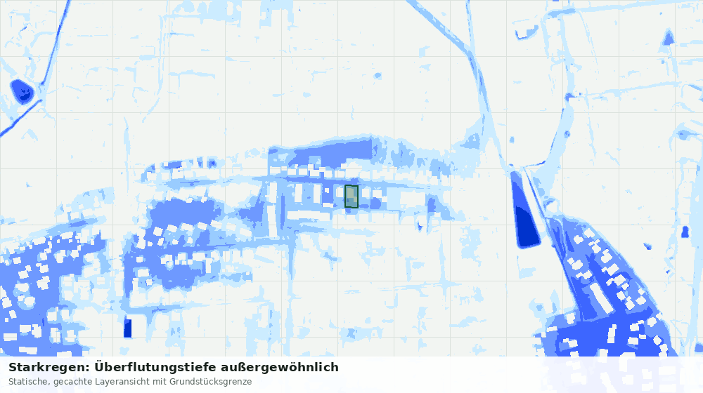 Statische Kartenansicht: Starkregen: Überflutungstiefe außergewöhnlich