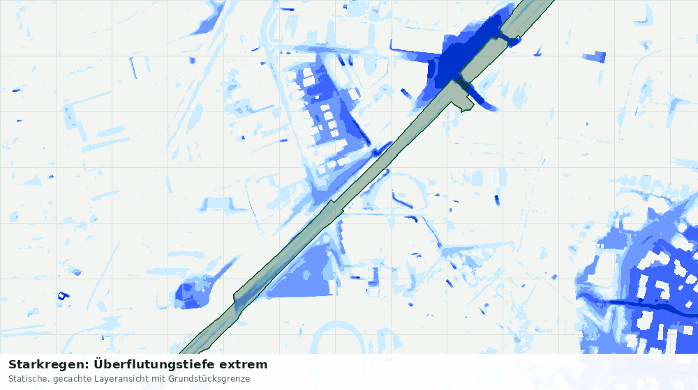 Statische Kartenansicht: Starkregen: Überflutungstiefe extrem