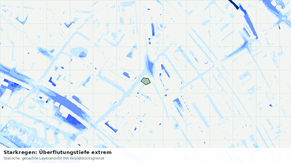 Statische Kartenansicht: Starkregen: Überflutungstiefe extrem