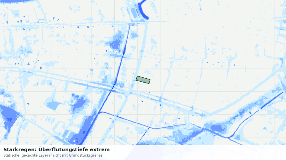 Statische Kartenansicht: Starkregen: Überflutungstiefe extrem