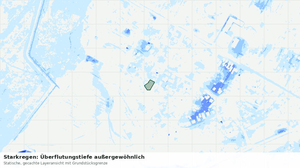 Statische Kartenansicht: Starkregen: Überflutungstiefe außergewöhnlich