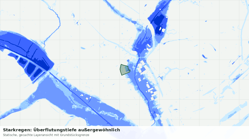 Statische Kartenansicht: Starkregen: Überflutungstiefe außergewöhnlich