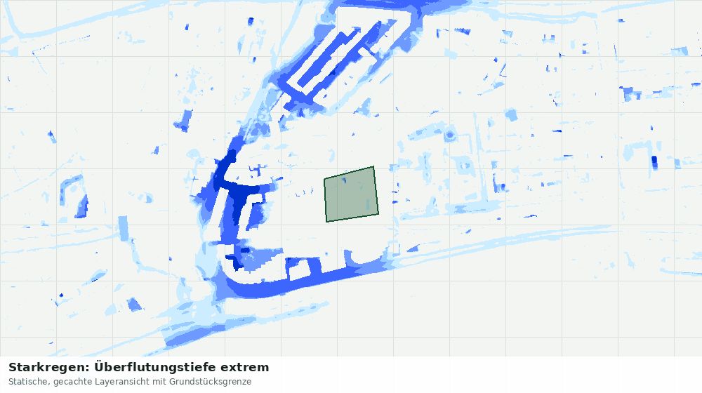 Statische Kartenansicht: Starkregen: Überflutungstiefe extrem