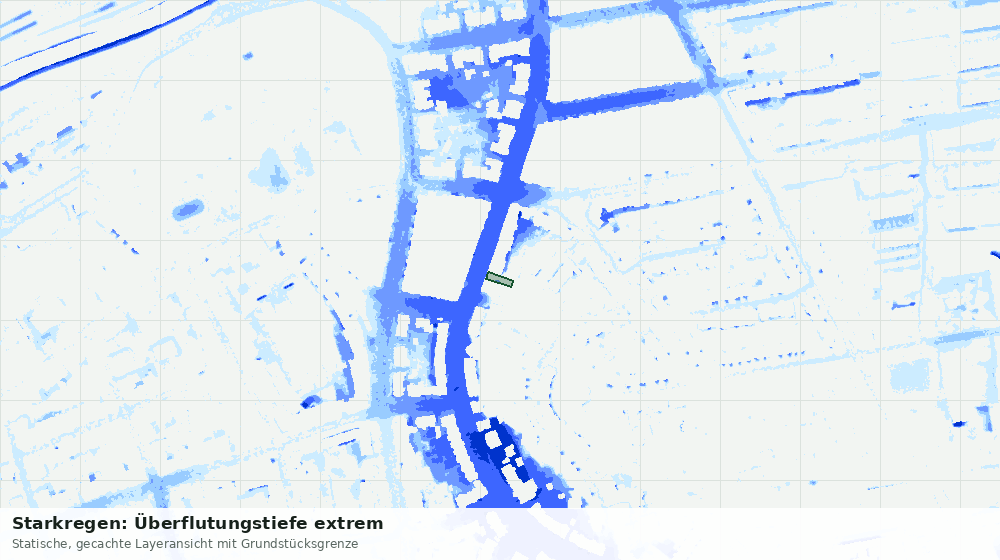 Statische Kartenansicht: Starkregen: Überflutungstiefe extrem